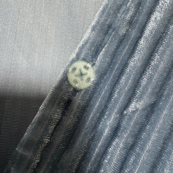 Elegant Simplee Plus, Steel Blue Ribbed Velour High Low Wrap Dress. Short Sleeve - Picture 4 of 16